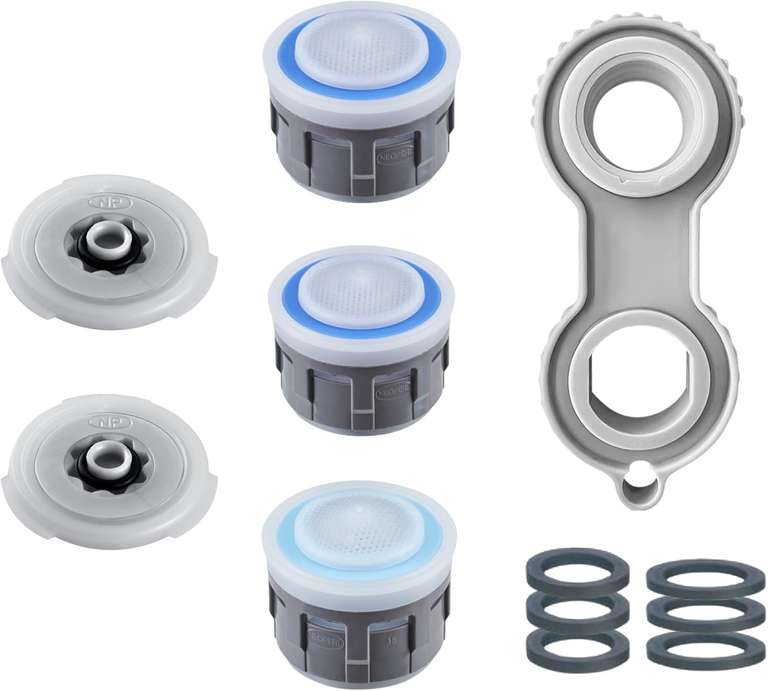 Wassersparer MerryLoo® für Wasserhahn & Dusche – Perlator M22/M24, Wasserspareinsatz für Waschbecken, Durchflussbegrenzer, spart Wasser & Energie.